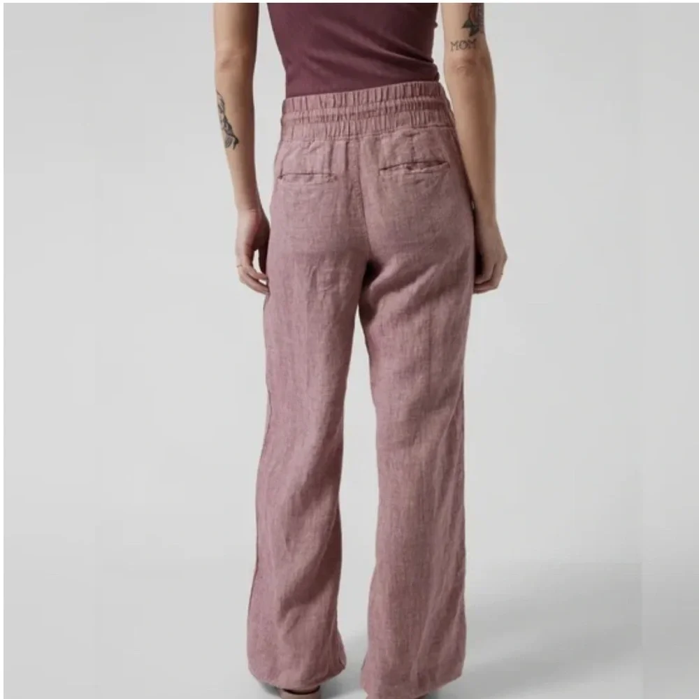 NEW ATHLETA Cabo Pink Linen Drawstring  Pants 2